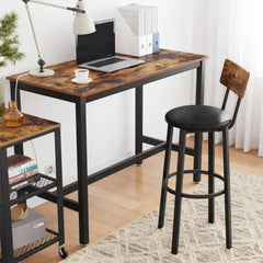 Bar Stools, Set of 2, Metal Frame, PU Leather Upholstered Seats