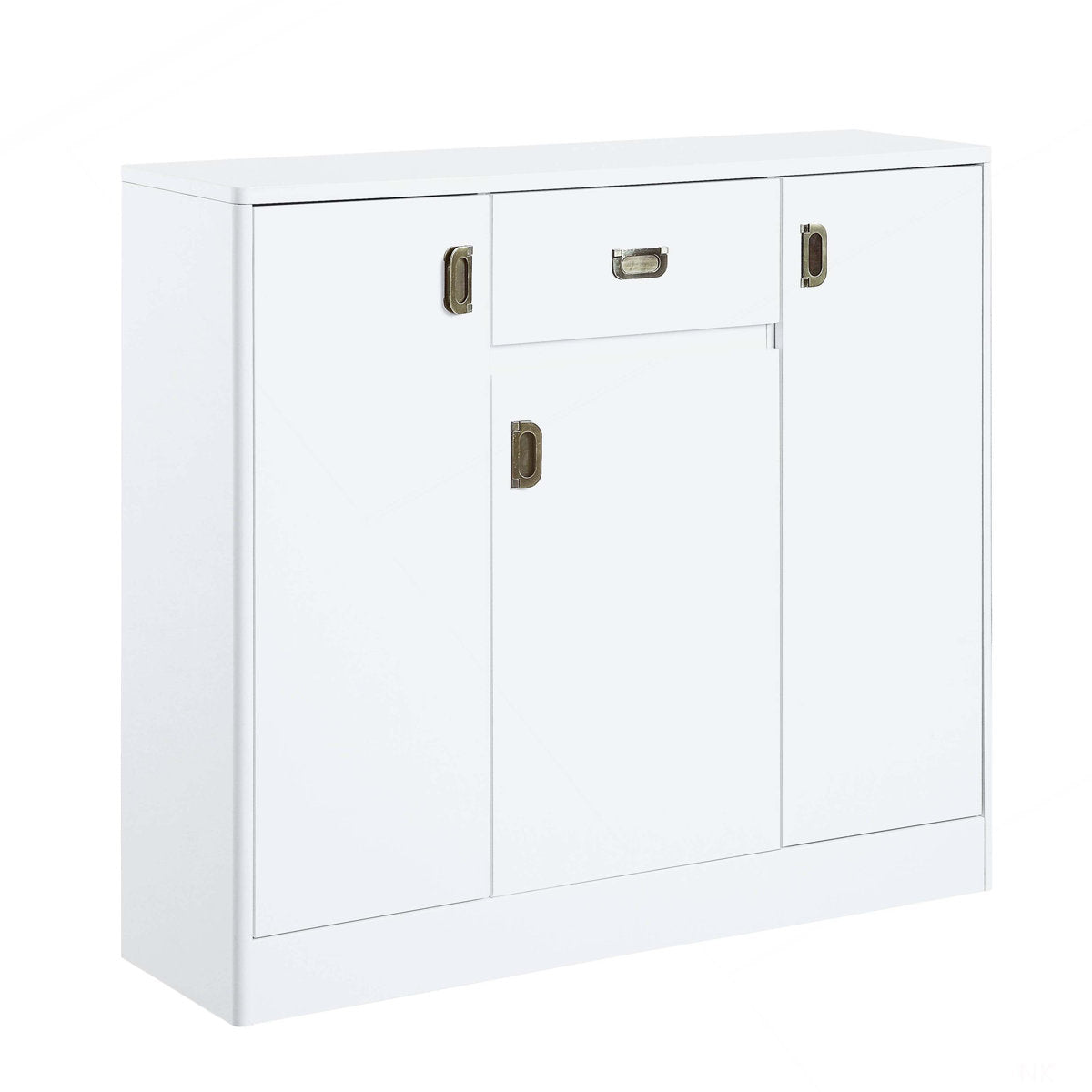 Sideboard, Synthetic Wood, 3 Doors and 1 Drawer, High Gloss White