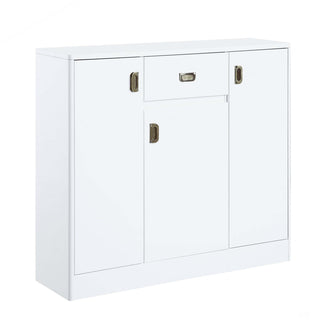 Sideboard, Synthetic Wood, 3 Doors and 1 Drawer, High Gloss White