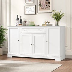 Sideboard, 4 Doors and 1 Drawer, White Gloss Manufactured Wood