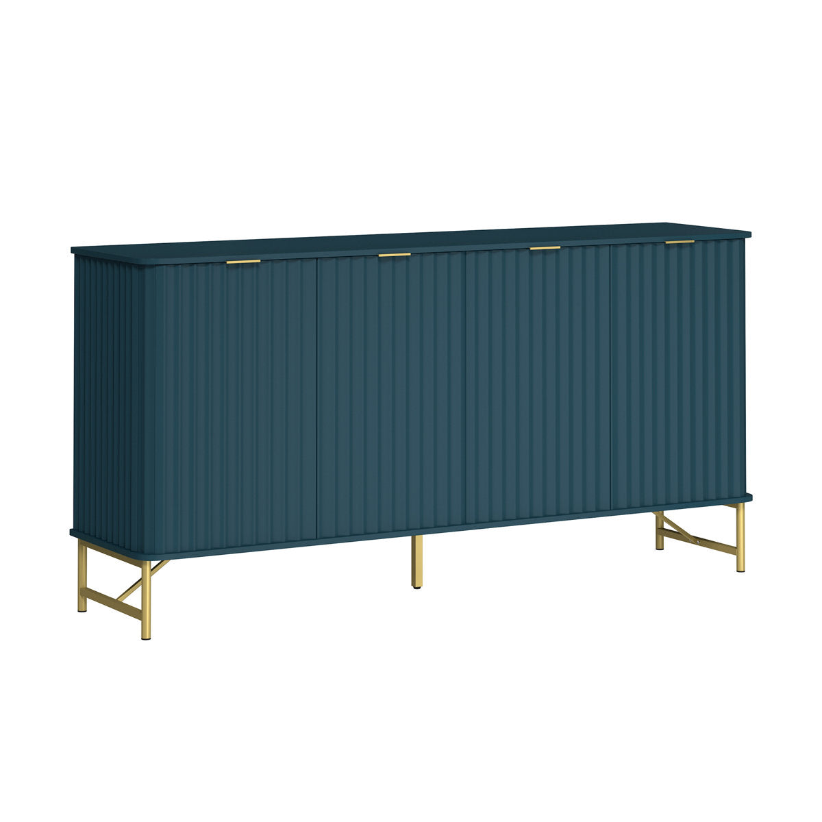 Sideboard Storage Cabinet, 4 Doors, Solid and Manufactured Wood, Green