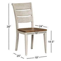 Side Chairs, Set of 2, Pine and Poplar, Antique White and Brown