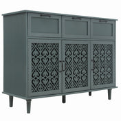 Sideboard, 47.24 In. Wide, Dark Green Manufactured Wood, Black Metal Handles