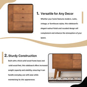 Sideboard Buffet Cabinet, 47.25 In Wide, Solid and Manufactured Wood, Brown