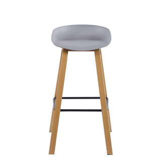 Bar Stools, Set of 4, Iron Frame, Plastic Seat, Dark Gray and Brown
