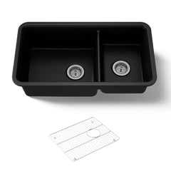 Undermount Kitchen Sink, Cairn, Double Basin, Matte Taupe