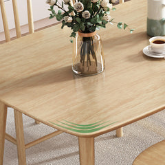 Dining Table, Seats 6, Rubber Wood Top, Solid Wood Legs, 55.1 Inch