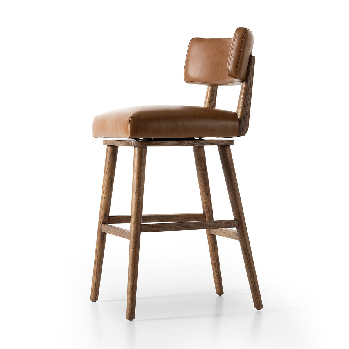 Swivel Bar Stool, 31 Inch Seat Height, Solid Wood Frame, Sonoma Chestnut