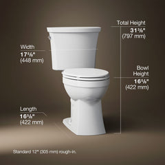 Two-Piece Toilet, Kelston, Elongated, Comfort Height, 1.28 GPF, White