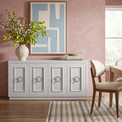 Sideboard, 4 Doors, Manufactured Wood, 64.25 In. Wide, White