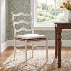 Side Chairs, Set of 2, Brown Upholstery, White Solid Wood Legs