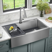 Farmhouse Kitchen Sink, Lenta, Single Bowl, 16 Gauge Stainless Steel