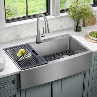Farmhouse Kitchen Sink, Lenta, Single Bowl, 16 Gauge Stainless Steel