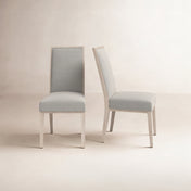 Dining Chairs, Set of 2, Gray Polyester Blend Upholstery, Solid Wood Frame