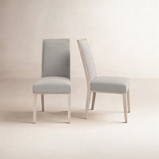 Dining Chairs, Set of 2, Gray Polyester Blend Upholstery, Solid Wood Frame