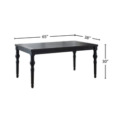 Dining Table, Solid Rubberwood, Seats 6, Black, Turned Legs