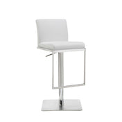 Swivel Bar Stool, Adjustable Height, Faux Leather, Polished Stainless Steel Base