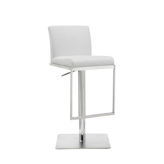 Swivel Bar Stool, Adjustable Height, Faux Leather, Polished Stainless Steel Base