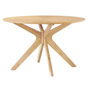 Round Dining Table, 47 Inch Manufactured Wood, Pedestal Base, Oak