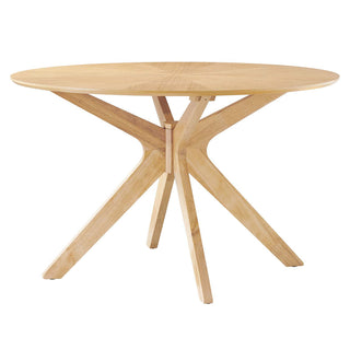 Round Dining Table, 47 Inch Manufactured Wood, Pedestal Base, Oak