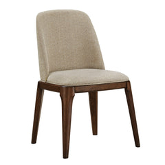 Side Chairs, Set of 2, Polyester Blend Upholstery, Walnut Finish Rubberwood Legs