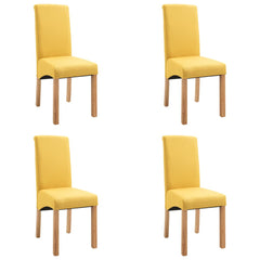 Side Chairs, Set of 4, Yellow Fabric, Solid Wood Legs