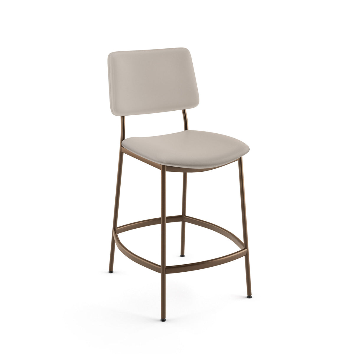 Stool, Upholstered Faux Leather Seat, Steel Frame, Four Legs, Footrest