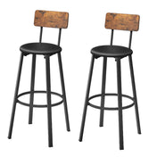 Bar Stools, Set of 2, Metal Frame, PU Leather Upholstered Seats