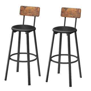 Bar Stools, Set of 2, Metal Frame, PU Leather Upholstered Seats