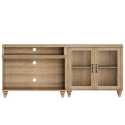Sideboard Buffet Cabinet, 2-Piece, Oak Surface, Glass Door Cabinet, 71 Inch
