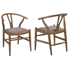 Side Chairs, Set of 2, Rubberwood Frame, Fabric Upholstered Seats