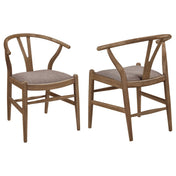 Side Chairs, Set of 2, Rubberwood Frame, Fabric Upholstered Seats