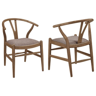 Side Chairs, Set of 2, Rubberwood Frame, Fabric Upholstered Seats