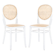 Side Chairs, Set of 2, Solid Beech Wood Frame, White