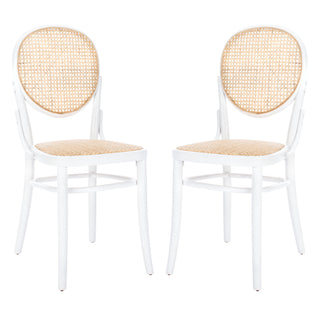 Side Chairs, Set of 2, Solid Beech Wood Frame, White