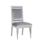 Side Chairs, Set of 2, Polyester Blend, Platinum Finish, Rhinestone Accents