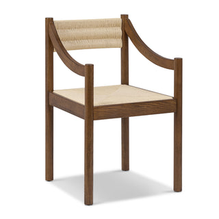 Armchair, Solid Wood Frame, Woven Cord Seat and Back, Brown