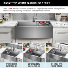Farmhouse Kitchen Sink, Lenta, Single Bowl, 16 Gauge Stainless Steel