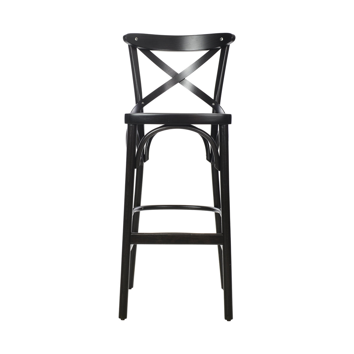 Barstool, Solid Wood Cross-Back, 30 Inch Seat Height, Black Base