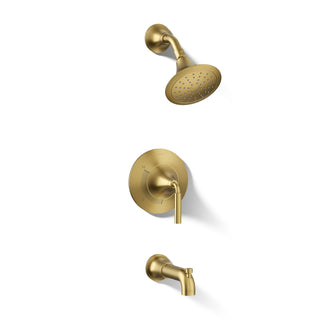 Bath and Shower Trim Set, Tone, Rite-Temp, 1.75 GPM, Vibrant Brushed Moderne Brass