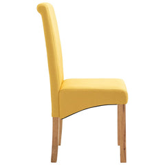Side Chairs, Set of 4, Yellow Fabric, Solid Wood Legs