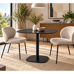 Bistro Dining Table, Seats 4, Black Steel, Iron Pedestal Base