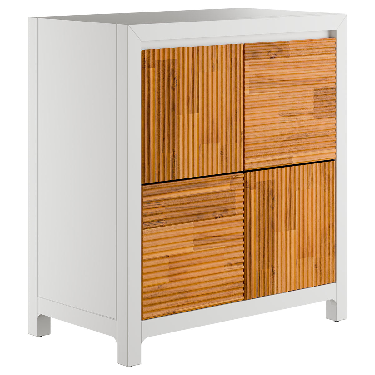 Sideboard Cabinet, 2 Doors, Acacia and Manufactured Wood, White