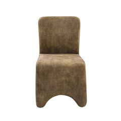 Dining Chairs, Set of 2, Camel Polyester Velvet, Brown Metal Legs