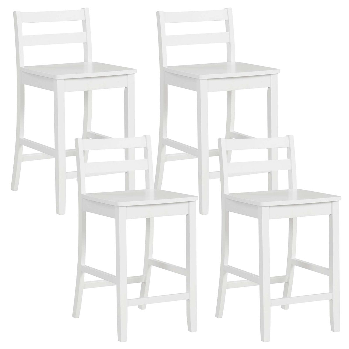 Bar Stools, Rubberwood and Manufactured Wood, White, Low Back, Footrest