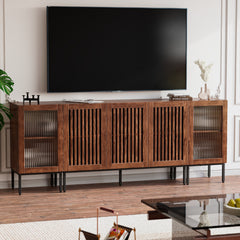 Sideboard Cabinet, 2 Glass Doors, Manufactured Wood, Brown