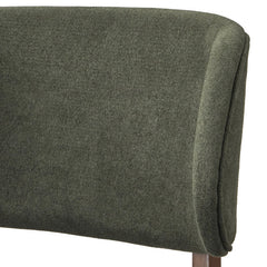Side Chairs, Set of 2, Green Linen Blend Upholstery, Walnut Rubberwood Legs