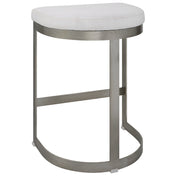 Counter Stool, Backless, Linen Blend Seat, Iron Frame, Sled Base