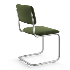 Side Chairs, Set of 2, Forest Green Velvet, Chrome Metal Legs