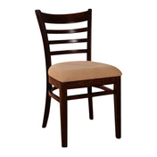 Side Chairs, Set of 2, Microsuede Upholstery, Ladder Back, Walnut Finish